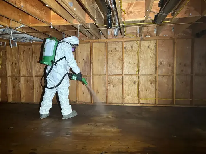 Wet flooring pulled up after a leak in a Lewisville Lake area home