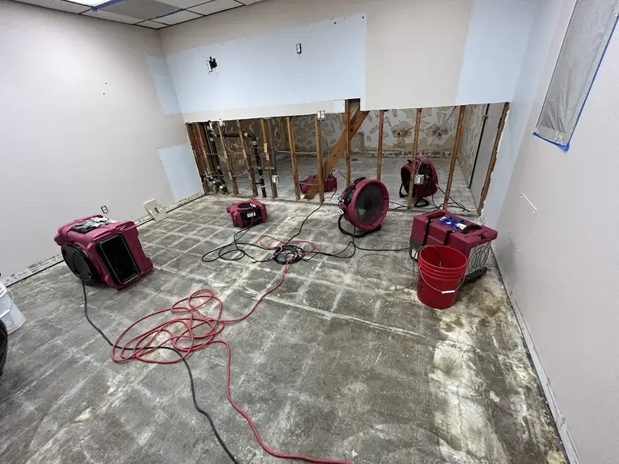 Slab leak water damage under a Lake Dallas home